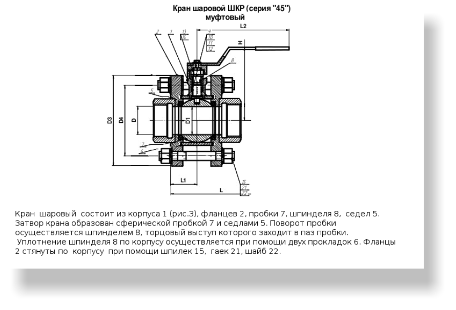 Шаровый клапан на схеме